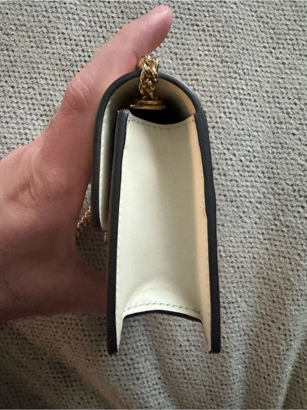 Gucci sylvie White Leather Mini Shoulder Bag with Gold Chain